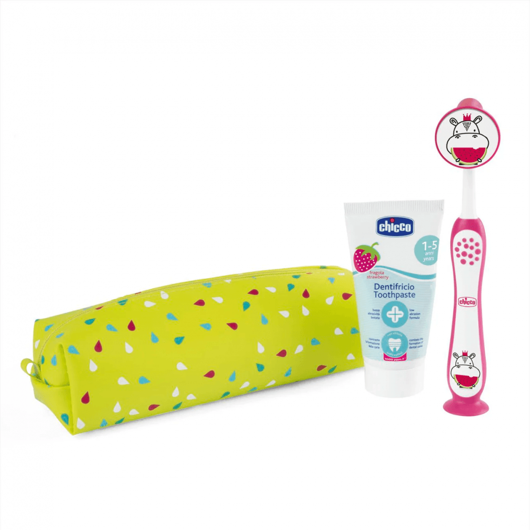Chicco Conjunto Higiene Oral 3-6 Anos Hipopótamo Rosa