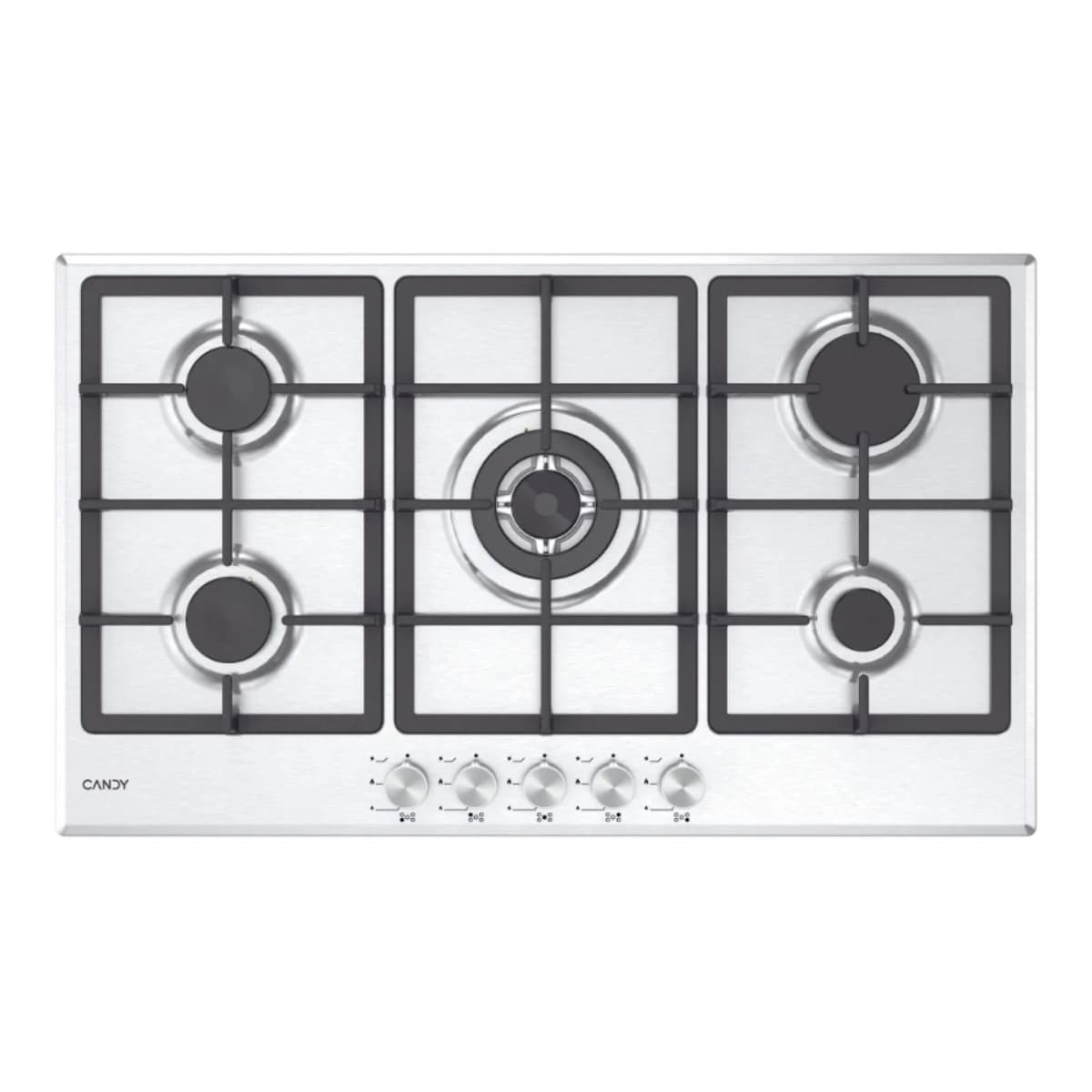 Placa a Gás Candy CHG93WX1 | 5 Queimadores, Aço Inox, Grelhas Ferro Fundido