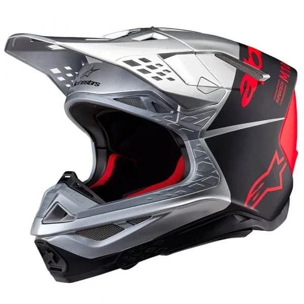 Alpinestars Capacete Off-road Supertech S-M10 Flood Silver/Black/Orange Fluo S