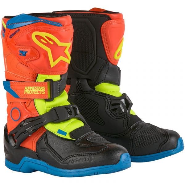 Alpinestars Botas Tech 3S Kids Orange Fluo / Enamel Blue / Yellow Fluo 10 (eu 28)