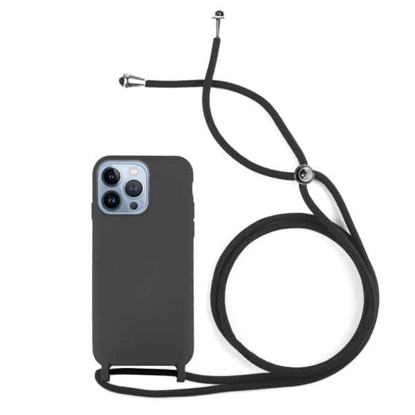 Capa Silicone Líquido iPhone 12 Pro Cordão Preto - 43365685