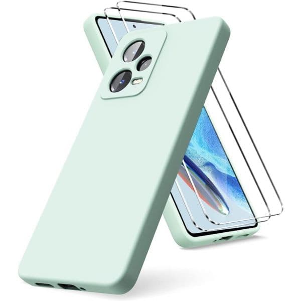 Capa Silicone Líquido com 2 Películas para Xiaomi Redmi Note 12 4G Verde Água