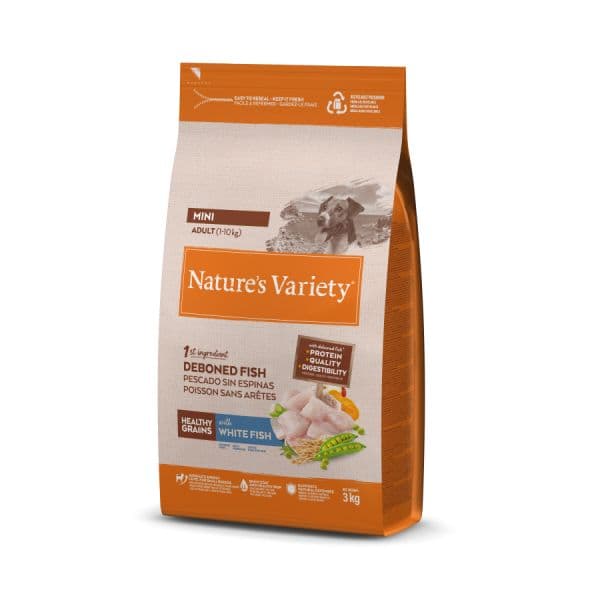 Ração Seca Nature's Variety Grain Mini Peixe Branco 3Kg