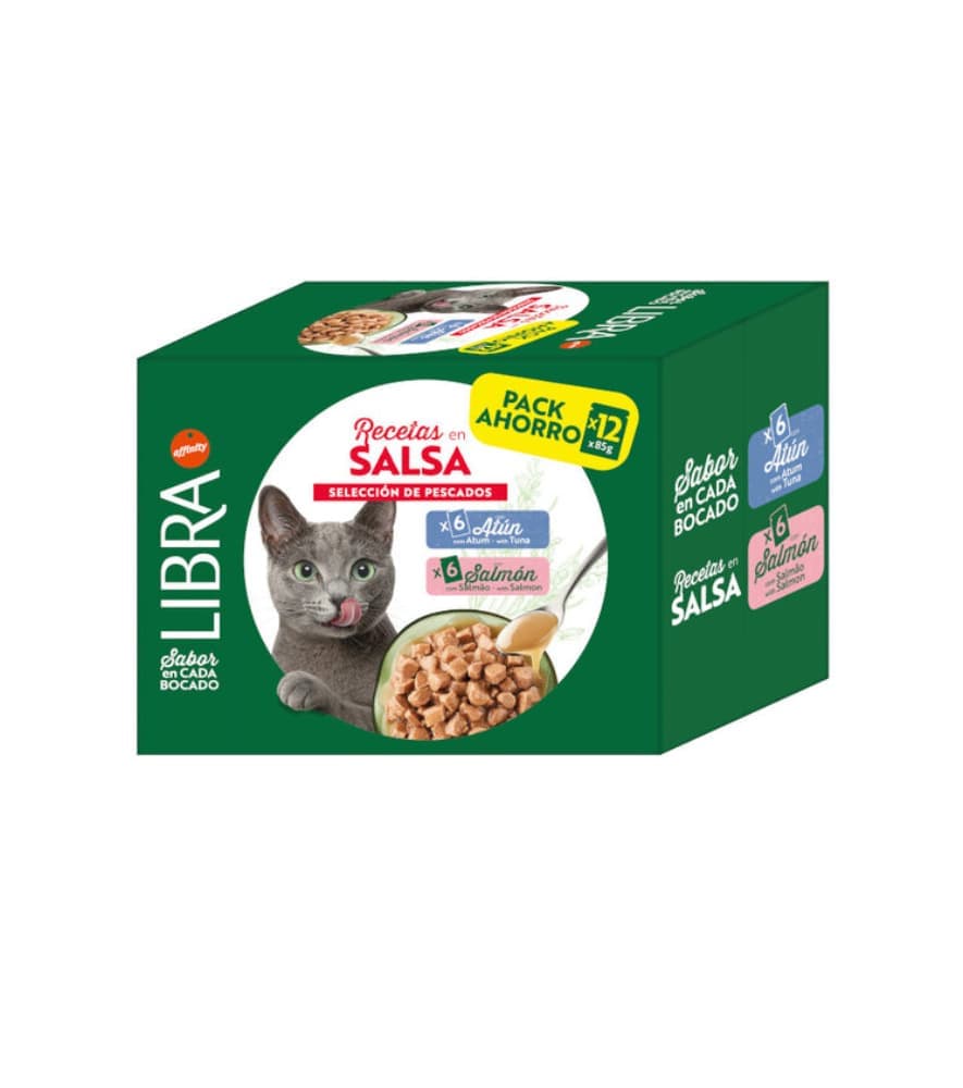 Libra Seleção de Peixes 85gr (pack 12 Saquetas) Atum e Salmão em Molho Alimento Húmido para Gato - Campet