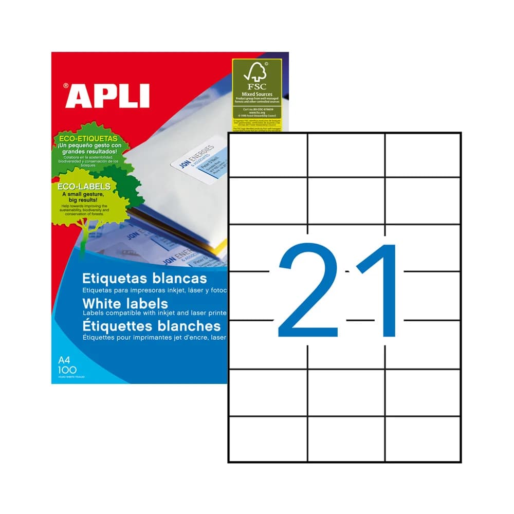 Apli Etiquetas Adesivas 70x42.4mm 100 Fls