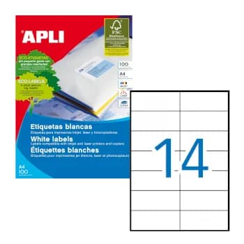 Etiquetas 105×42,4 Apli 100 Folhas A4 1400un