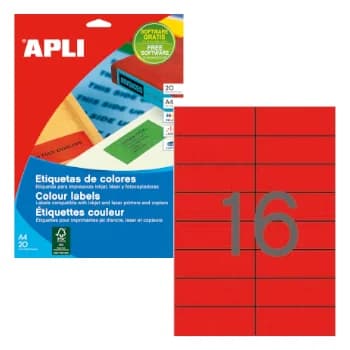 Etiquetas 105×37 Apli 20 Folhas 320un Vermelho