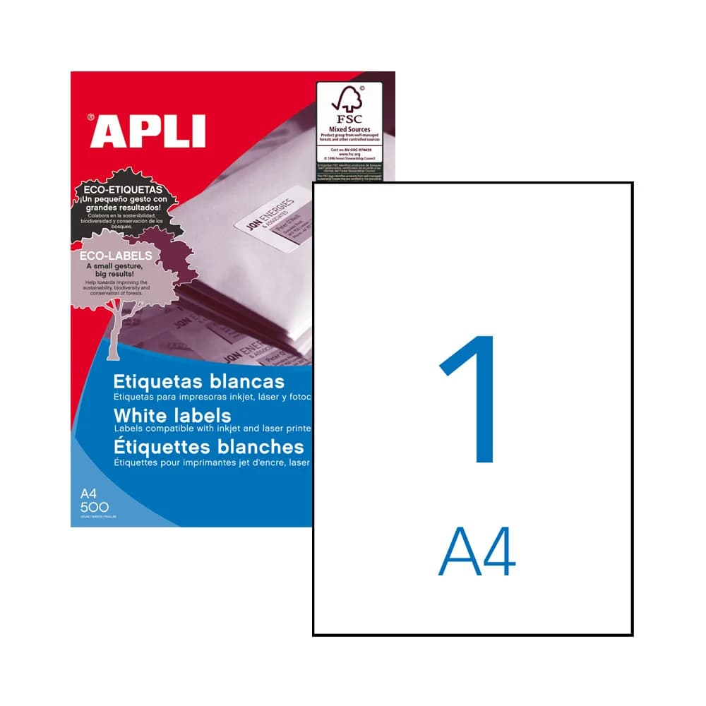 Apli Etiquetas 210x297 500 Fls A4 500un