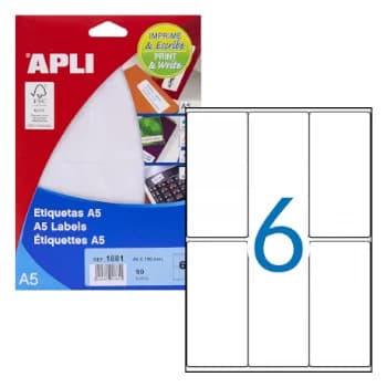 Apli Etiquetas 49x100mm 15 Fls A5 102un Branco APL1881