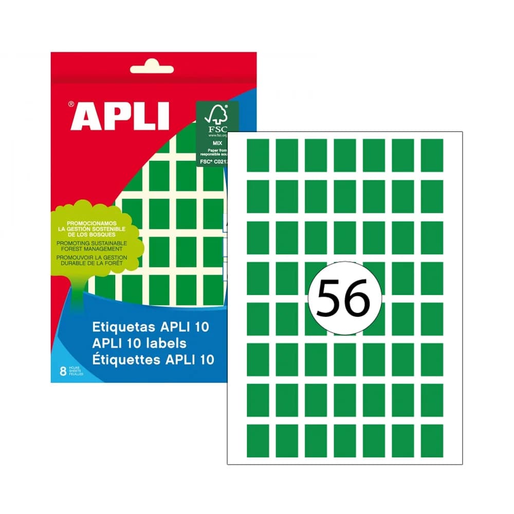 Etiquetas 12x18mm Apli Verde 8 Folhas A5 448un