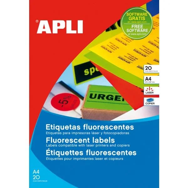 Apli Etiquetas Adesivas 64x33,9mm 20 Fls Neon Verde - 02873