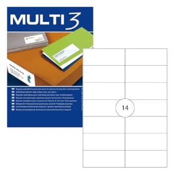 Multi 3 Etiquetas 100 Fls A4 105x42,4 1400 uds.