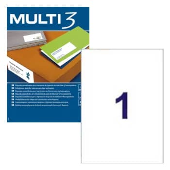 Multi 3 Etiquetas Adesivas A4 210x297mm 100 Folhas - APL4714