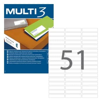 Multi 3 Etiquetas 100 Fls A4 70x16,9 5100 uds. - APL4720