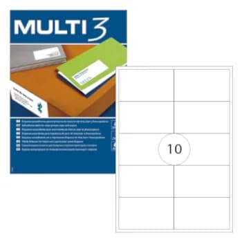 Multi 3 Etiquetas Adesivas 99.1x57mm 100 Folhas