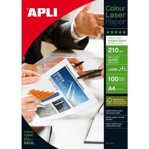 Apli Papel Fotográfico Colour Laser 11833 A4 100 Un.