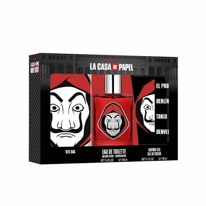 Netflix La Casa De Papel Eau De Toilette Spray 100ml + Gel de Duche 150ml + Bolsa Coffret
