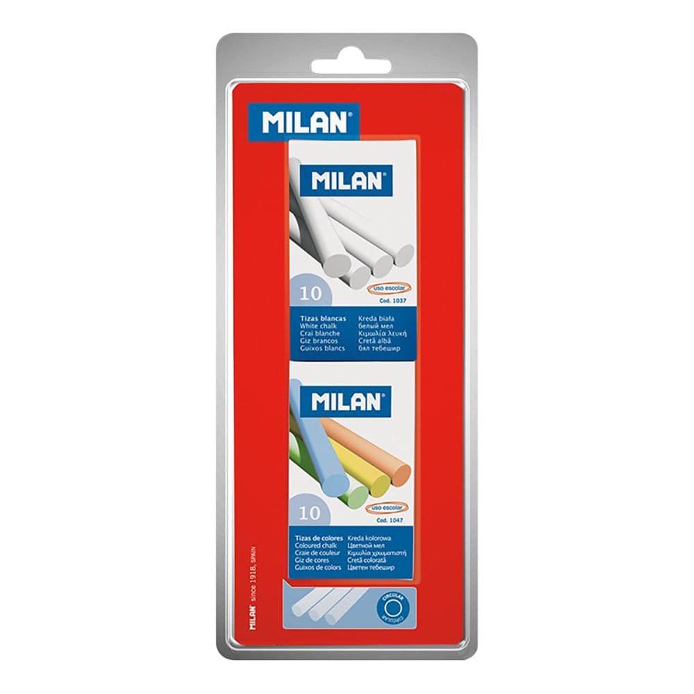 BLÍSTER COM 1 CAIXA DE 10 GIZES BRANCO + 1 CAIXA 10 GIZES COLORID