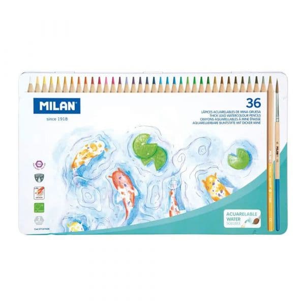 Milan Lápis de Cor Aquareláveis 3.5mm 36 Unidades