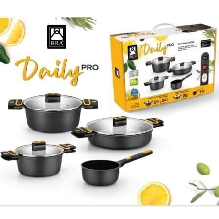 PACK 4 CACEROLAS BRA DAILY PRO Ø16CM Ø20CM Ø24CM Ø28CM APTA PARA