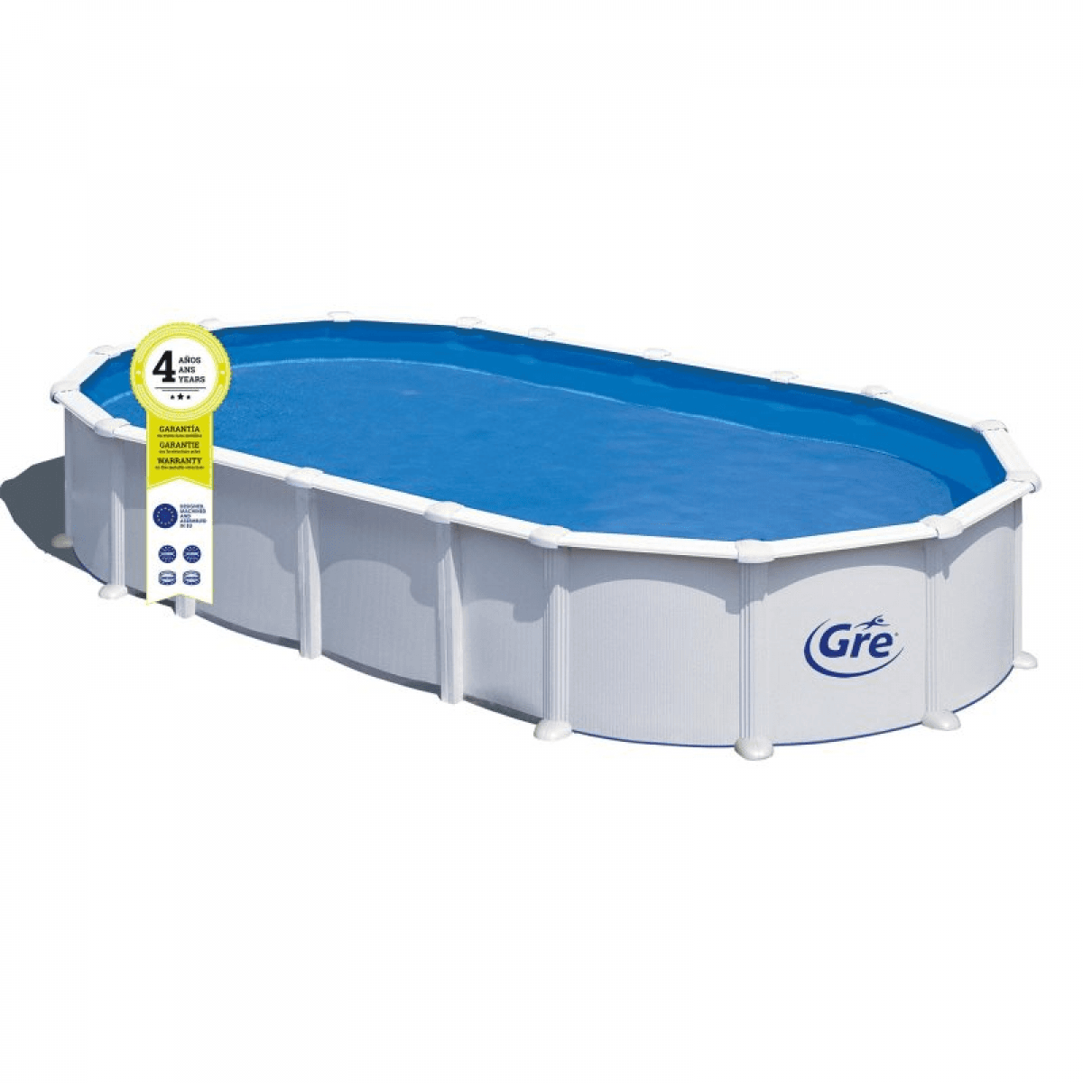 Gre Piscina de Aço 730x375x132cm Branco - 81867391