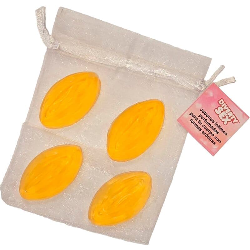 Diablo Picante 4 Mini Sabonetes em Formato de Vagina Amarelo