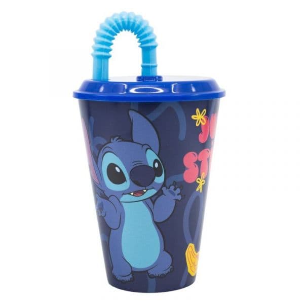 Stor Copo com Tampa e Palhinha Azul 430ml Disney Stitch