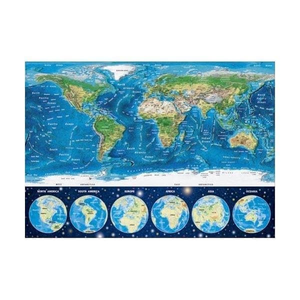 Educa Puzzle 1000 Peças - Mapa do Mundo Físico Neon - 16760