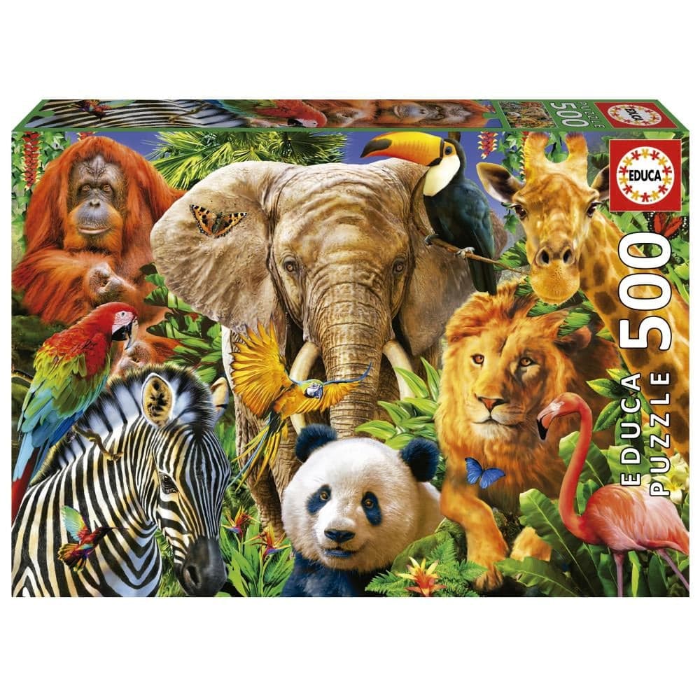 Educa Puzzle 500 Peças, Colagem de Animais Selvagens - 19550
