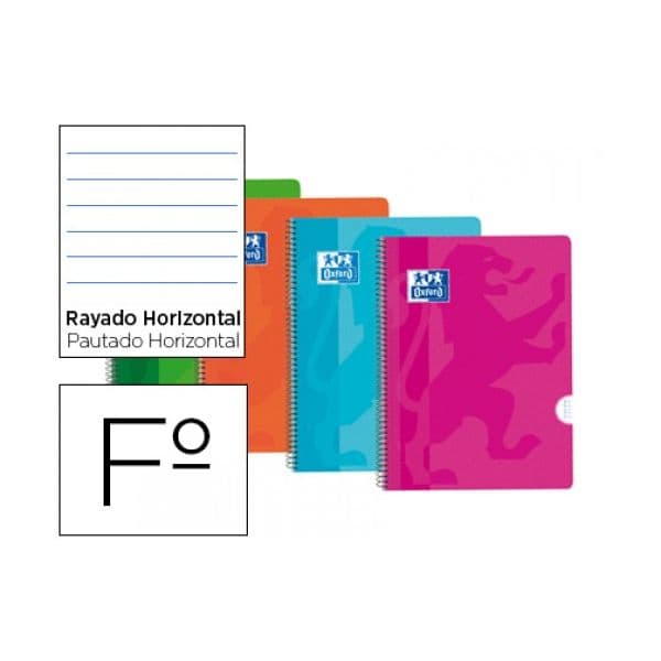 Oxford Caderno Espiral Capa Plastico Optik Paper Folio 80 Folhas 90 Gr Pautado