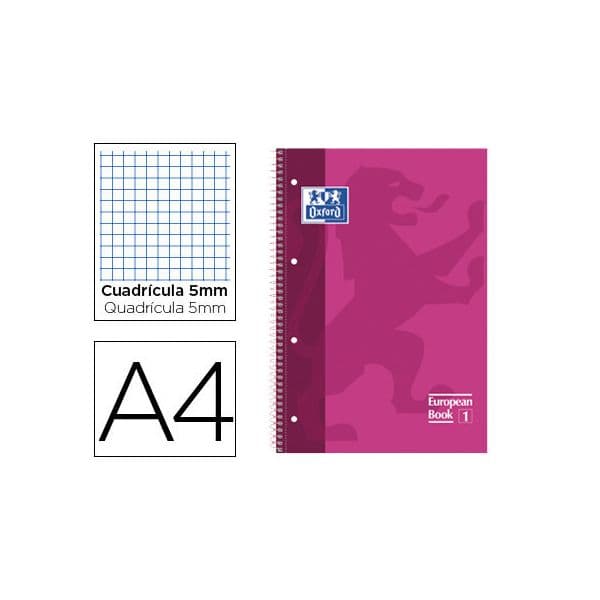 Oxford Caderno Espiral Capa Extradura A4 80F Quadriculado Rosa 1 Un.