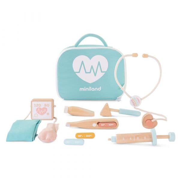 Miniland Set Medical Wood Dolls Colorido