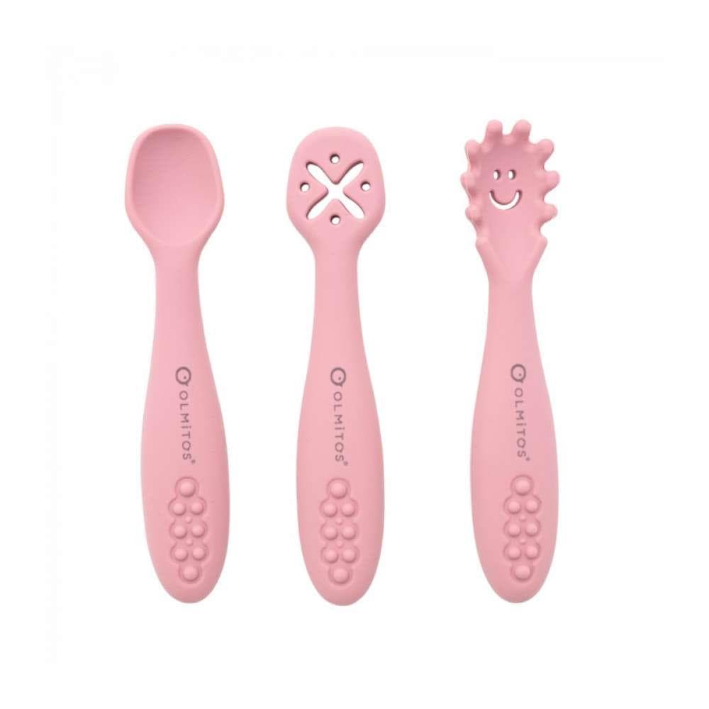 Olmitos Conjunto 3 Talheres Silicone Rosa