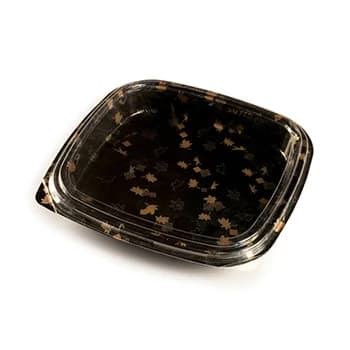 Caixa com Tampa Plástico Sushi 27x27x4,5cm Preto 30un - 6621127
