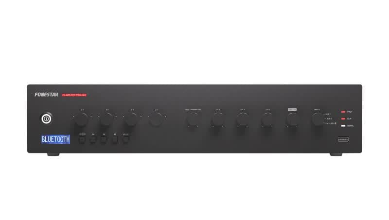 Fonestar Amplificador/Misturador PROX-240Z PA de Linha 100V 4 Zonas Bluetooth USB MP3 FM 240W RMS