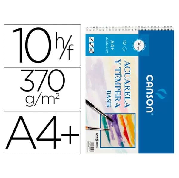Canson Bloco de Desenho Espiral Aguarela A4+ 10 Folhas Espiral 370Gr
