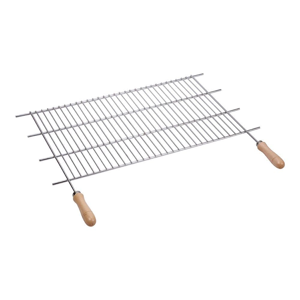 GRELHA DE ZINCO PARA BBQ COM PEGAS DE MADEIRA 100X40CM SAUVIC