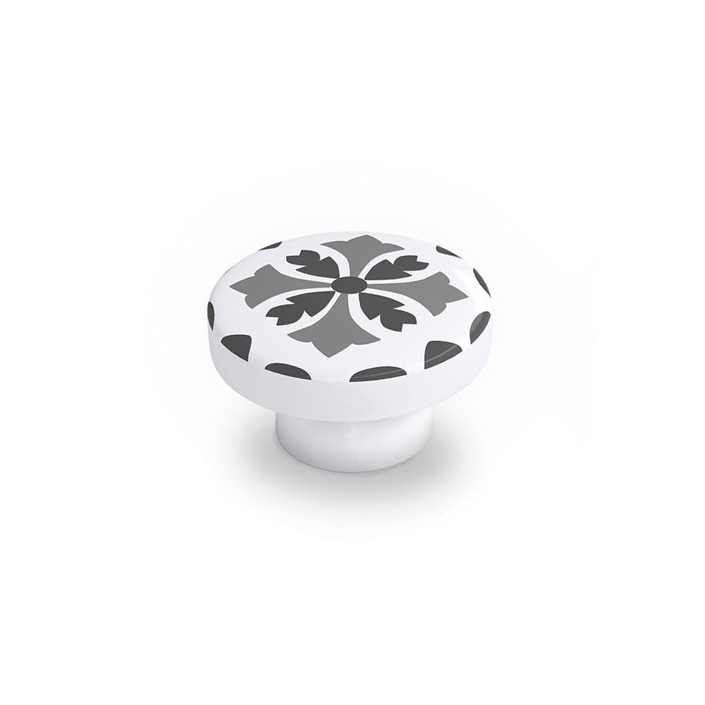 Rei Blíster com 4 Puxadores Redondos para Móveis, Fabricados em Madeira e Acabamento Cinzento. Mod. e243 ø38mm. - 68471