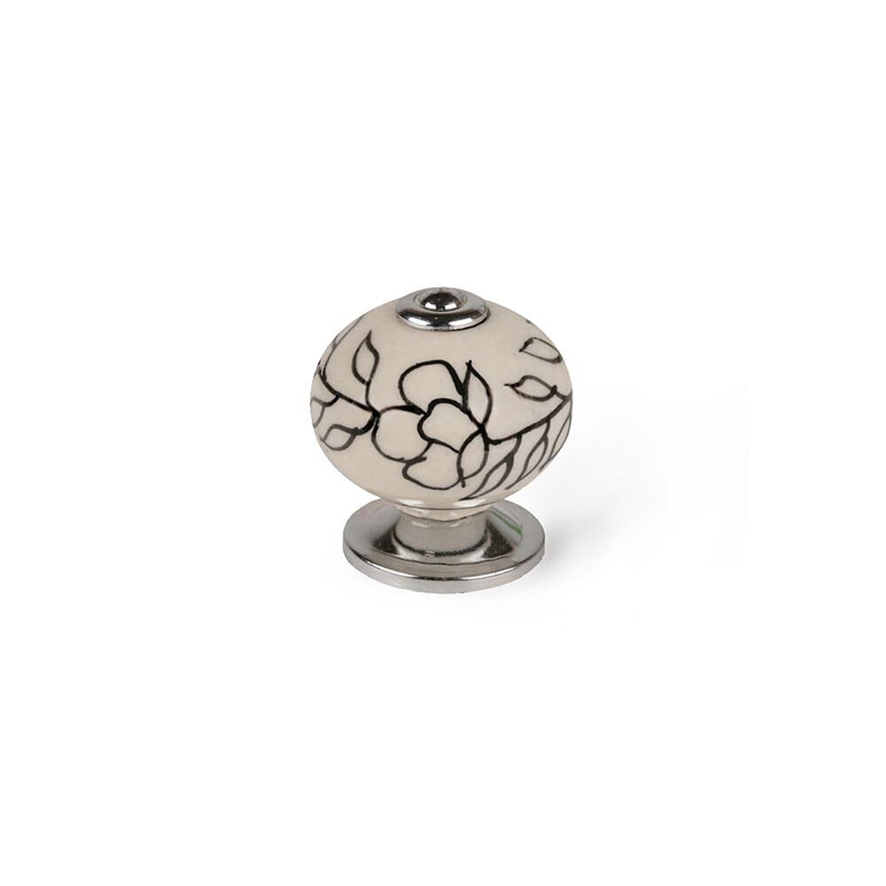 Rei Blíster com 4 Puxadores Redondos para Móveis. Fabricado em Porcelana e Acabamento Branco Flor. Mod. e504 ø40mm. - 68505