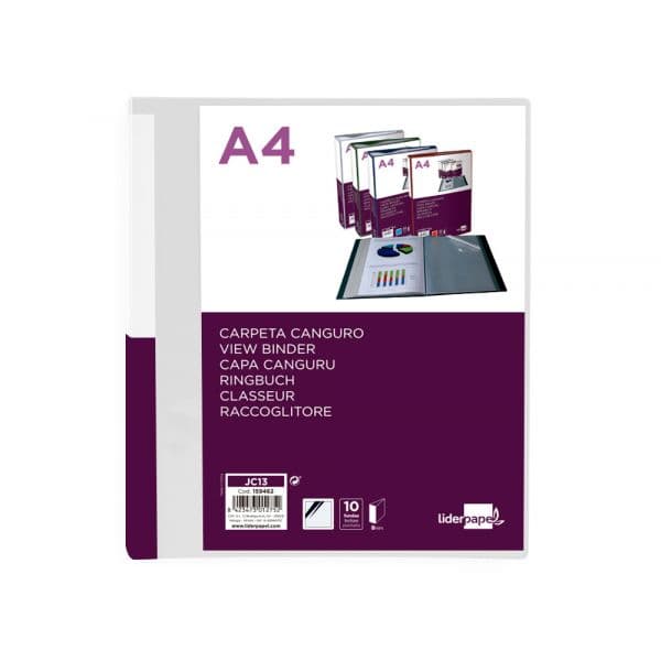 LiderPapel Pasta Portfólio Canguru Transparente 10 Bolsas