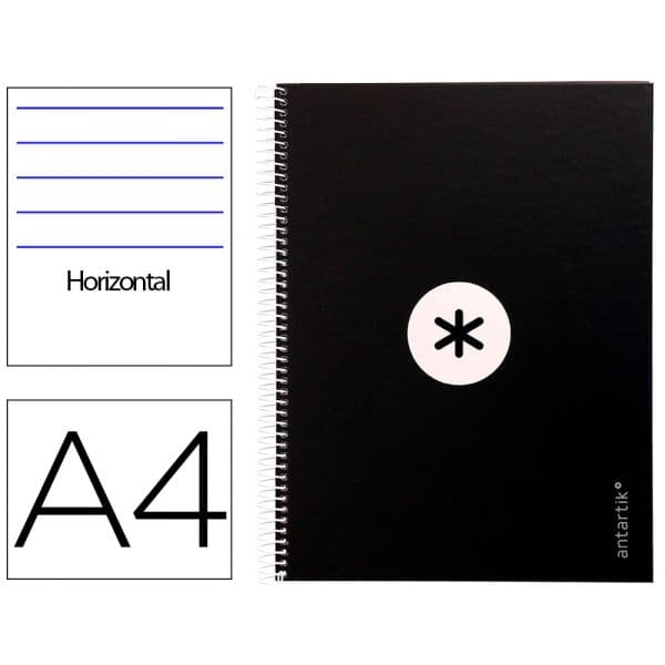 Antartik Caderno Espiral Din A4 Capa Forrada 80f 90 Gr Pautado 1 Banda 4 Furos Preto