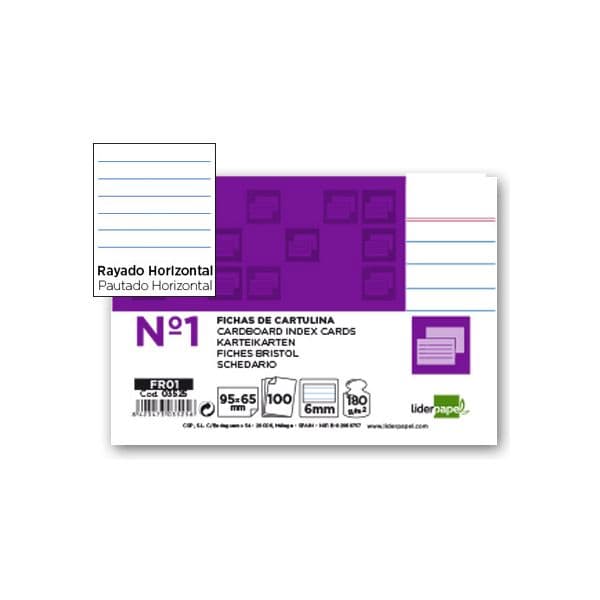 LiderPapel 100 Un. Fichas Cartolina 65x95mm Pautado - FR01