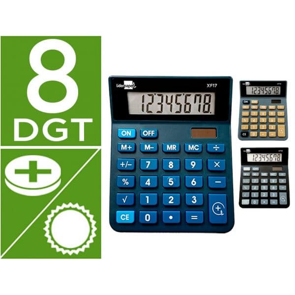 Calculadora Liderpapel Calculadora de Secretaria xf19 8 Dígitos Solar e Pilhas 127x105x24 mm 10 Unidades Cores Sortidas