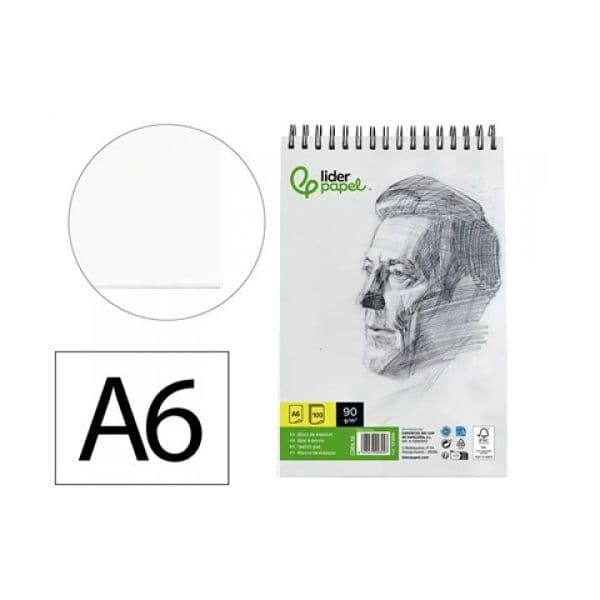 LiderPapel Bloco Desenho Espiral DIN A6 90g 100 Folhas