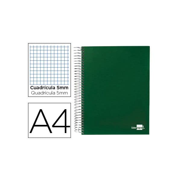 Liderpapel Caderno Espiral Paper Coat A4 Quadriculado Verde - BA36