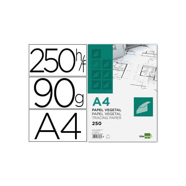 LiderPapel Papel Vegetal Din A4 90g 250 un.