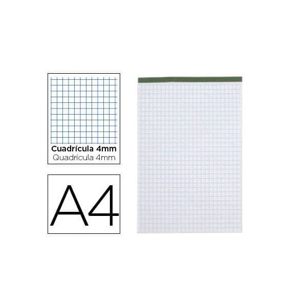 Liderpapel Bloco de Apontamentos Quadriculado 4 mm 80F 60 g/m2Perfurado sem Capa - OFF070018CE