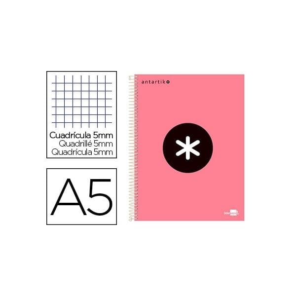 Antartik Caderno Espiral A5 Quadriculado Capa Dura 120F. 100GRS. C/6 Furos Coral KD89