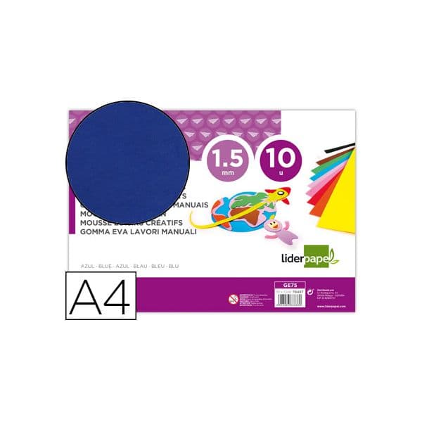 Liderpapel Goma Eva Din A4 60G/M2 Espessura 1.5mm Azul - GE75