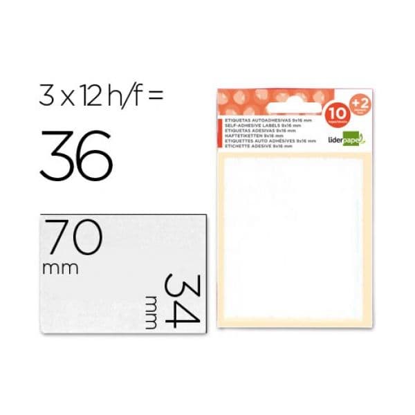 Liderpapel Etiquetas Adesivas 34X70mm 10+2 Fls - L35502